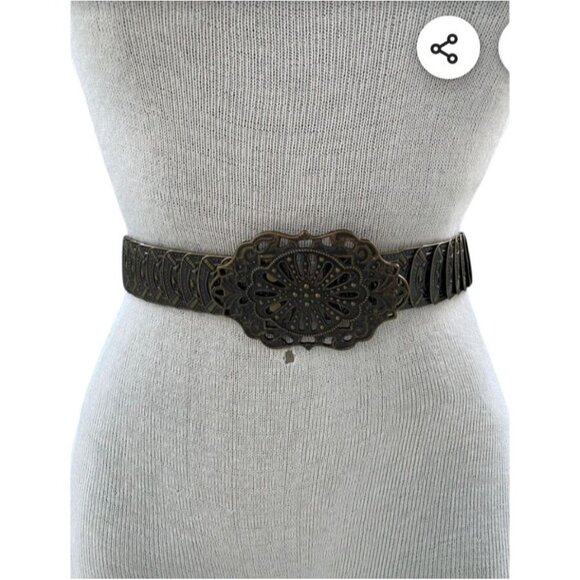 Vtg Filagree Bronze Victorian Rival Snake Scale Stretch Belt Sz M/L Renaissance - Picture 2 of 16